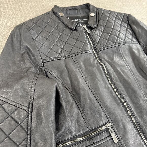 BNCI by blanc noir Faux Leather Motorcycle Jacket Grunge Biker Black Medium - Picture 3 of 8
